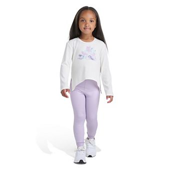 Toddler Girl adidas 2 pc Long Sleeve Graphic Tee & Glitter Leggings Set