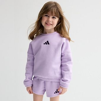 Girls 4-6x adidas 2 pc Fleece Hooded Pullover and Shorts Set