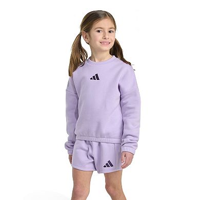 Girls 4-6x adidas 2-Piece Fleece Hooded Pullover and Shorts Set