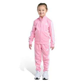 Girls 4-6x adidas 2 pc Long Sleeve 3-Stripe Track Jacket & Pants Set