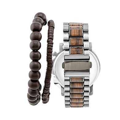American Exchange Men's Silver Tone Analog Watch, Bracelet & Card Case Set
