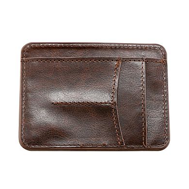 American Exchange Men's Brown Leather Strap Analog Watch, Bracelet & Card Case Set