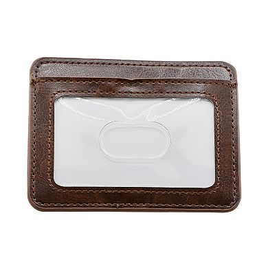 American Exchange Men's Brown Leather Strap Analog Watch, Bracelet & Card Case Set