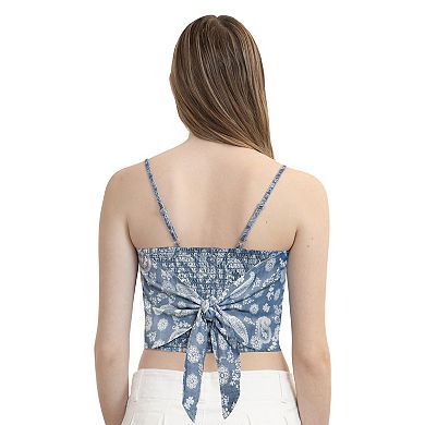 Juniors' madden girl Smock Tie-Back Scarf Hem Top