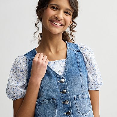 Girls 7-16 Knit Works 2-pc. Western Vest & Squareneck Baby Doll Dress Set in Regular & Plus Size