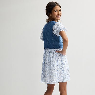 Girls 7-16 Knit Works 2-pc. Western Vest & Squareneck Baby Doll Dress Set in Regular & Plus Size
