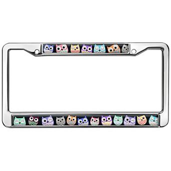 Colorful Owls Metal License Plate Frame