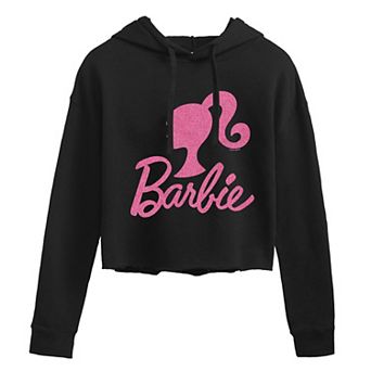 Juniors' Barbie® Logo Glitter Cropped Hoodie