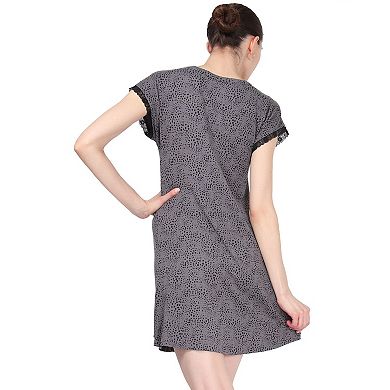 Women's Ultra-Soft Lace Trim V-Neck Animal Print Sleep Shirt