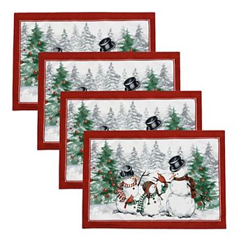 Elrene Home Fashions Snowman Winterland Holiday Snowflake Placemat, Set of 4