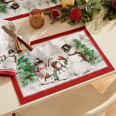 Elrene Home Fashions Snowman Winterland Holiday Snowflake Placemat, Set of 4