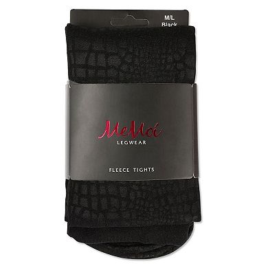 Snakeskin Fleece-lined Opaque Tights