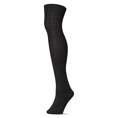 Snakeskin Fleece-lined Opaque Tights