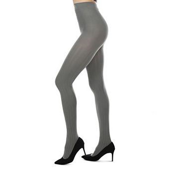 Women's Priority Rib Grey Opaque Tights