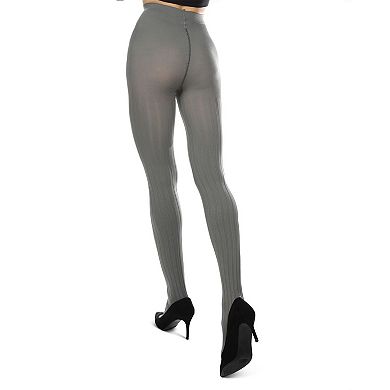 Women's Priority Rib Grey Opaque Tights