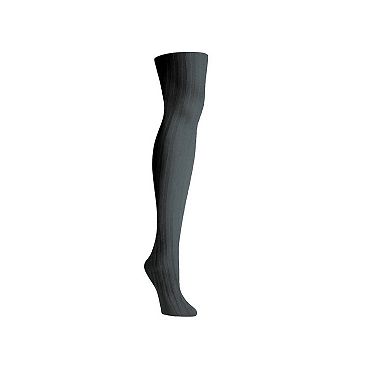 Women's Priority Rib Grey Opaque Tights