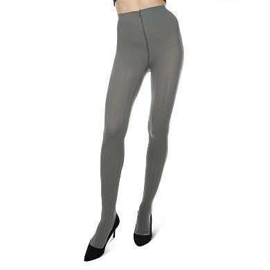 Women's Priority Rib Grey Opaque Tights