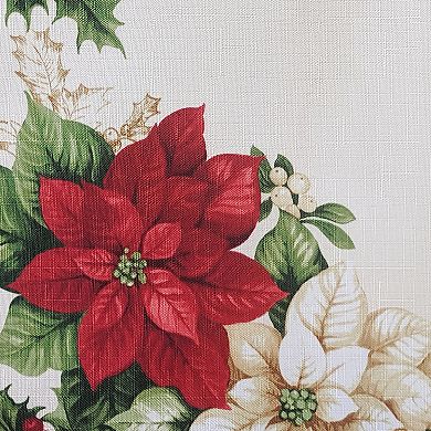 Elrene Home Fashions Red and White Poinsettia Kitchen Tiers and Valance 3-Piece Set