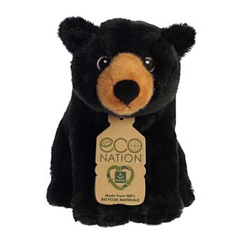 Aurora Medium Black Eco Nation 9.5" Black Bear Eco-Friendly Stuffed Animal