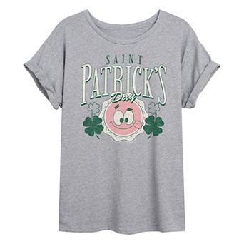 Juniors' SpongeBob SquarePants Saint Patrick's Day Oversized Tee