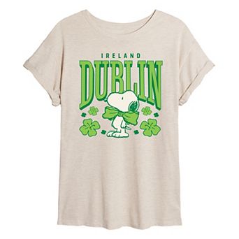 Juniors' Peanuts Snoopy Dublin Ireland Oversized Tee