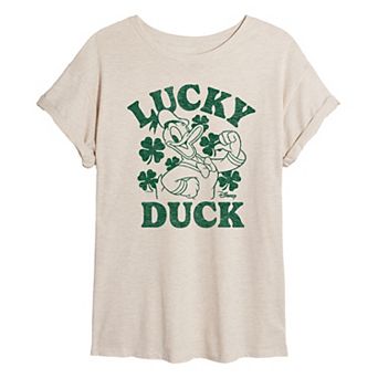 Disney's Donald Duck Juniors' Lucky Duck Oversized Tee