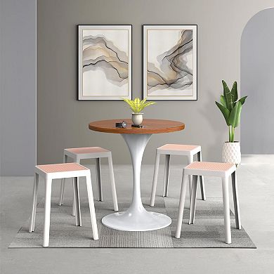 Leisuremod Tresse Series Stackable Poly Stool With Wicker Top