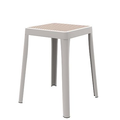 Leisuremod Tresse Series Stackable Poly Stool With Wicker Top
