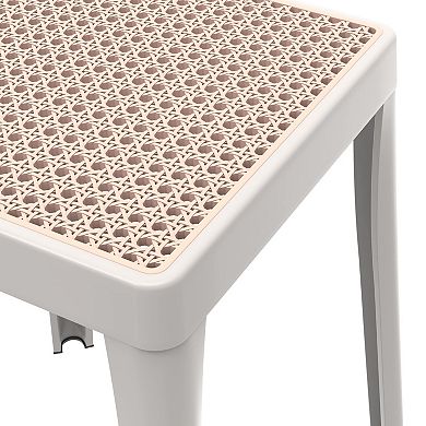 Leisuremod Tresse Series Stackable Poly Stool With Wicker Top