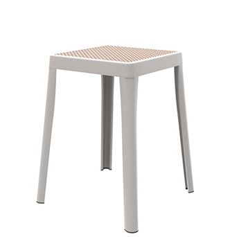 Leisuremod Tresse Series Stackable Poly Stool With Wicker Top
