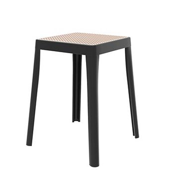 Leisuremod Tresse Series Stackable Poly Stool With Wicker Top