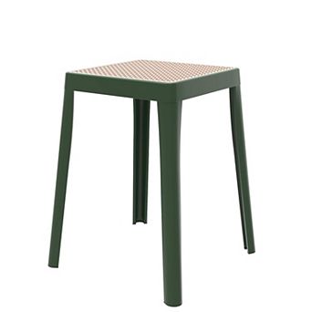 Leisuremod Tresse Series Stackable Poly Stool With Wicker Top