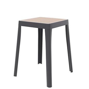 Leisuremod Tresse Series Stackable Poly Stool With Wicker Top