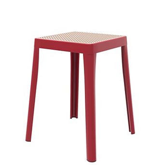 Leisuremod Tresse Series Stackable Poly Stool With Wicker Top