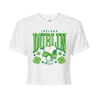 Juniors' Peanuts Snoopy Dublin Ireland Cropped Tee