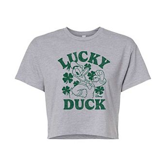 Disney's Donald Duck Juniors' Lucky Duck Cropped Tee