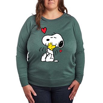 Plus Size Peanuts Snoopy & Woodstock Lots Of Love French Terry Long Sleeve Tee
