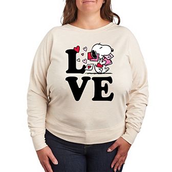 Plus Size Peanuts Love Snoopy French Terry Long Sleeve Tee