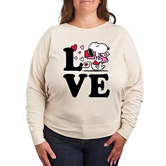 Plus Size Peanuts Love Snoopy French Terry Long Sleeve Tee