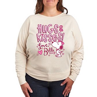 Plus Size Peanuts Belle Hugs & Kisses French Terry Long Sleeve Tee