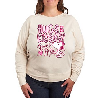 Plus Size Peanuts Belle Hugs & Kisses French Terry Long Sleeve Tee