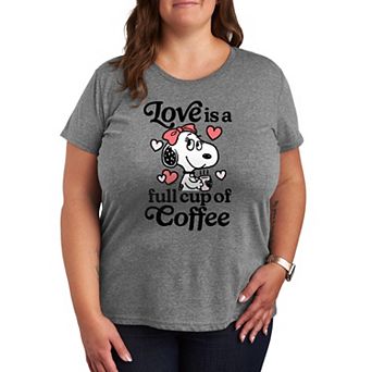 Plus Size Peanuts Belle Full Cup Of Coffee Graphic Tee