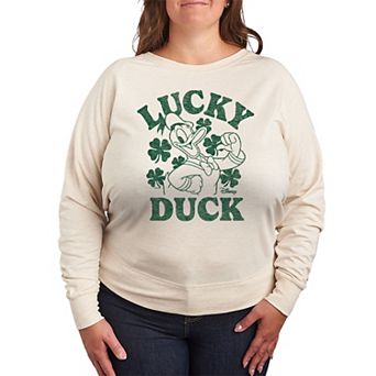 Disney's Donald Duck Plus Size Lucky Duck French Terry Long Sleeve Tee