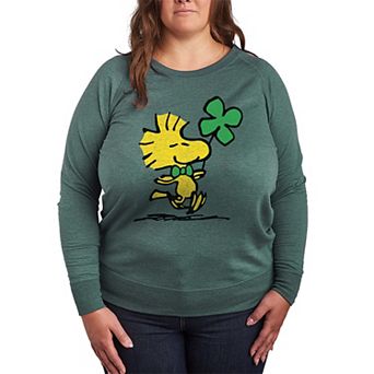 Plus Size Peanuts Woodstock Clover French Terry Long Sleeve Tee