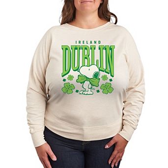 Plus Size Peanuts Snoopy Dublin Ireland French Terry Long Sleeve Tee