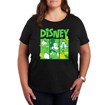 Disney's Mickey Mouse, Goofy and Donal Duck Plus Size Shamrock Grid Graphic Tee