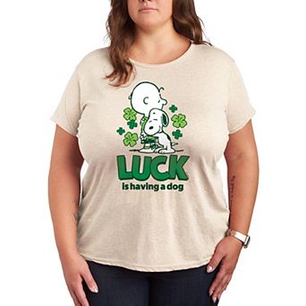 Plus Size Peanuts Snoopy Luck Is Having A Dog Graphic Tee