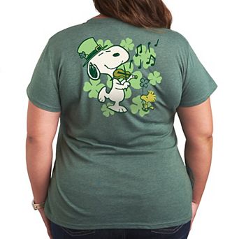 Plus Size Peanuts Snoopy & Woodstock St. Patrick's Day Graphic Tee