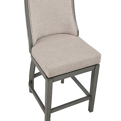 Katherine 25.5 In. High Back Wood 40.74 In. Swivel Counter Stool With Fabric Seat