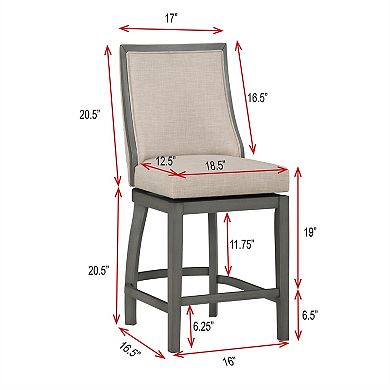 Katherine 25.5 In. High Back Wood 40.74 In. Swivel Counter Stool With Fabric Seat